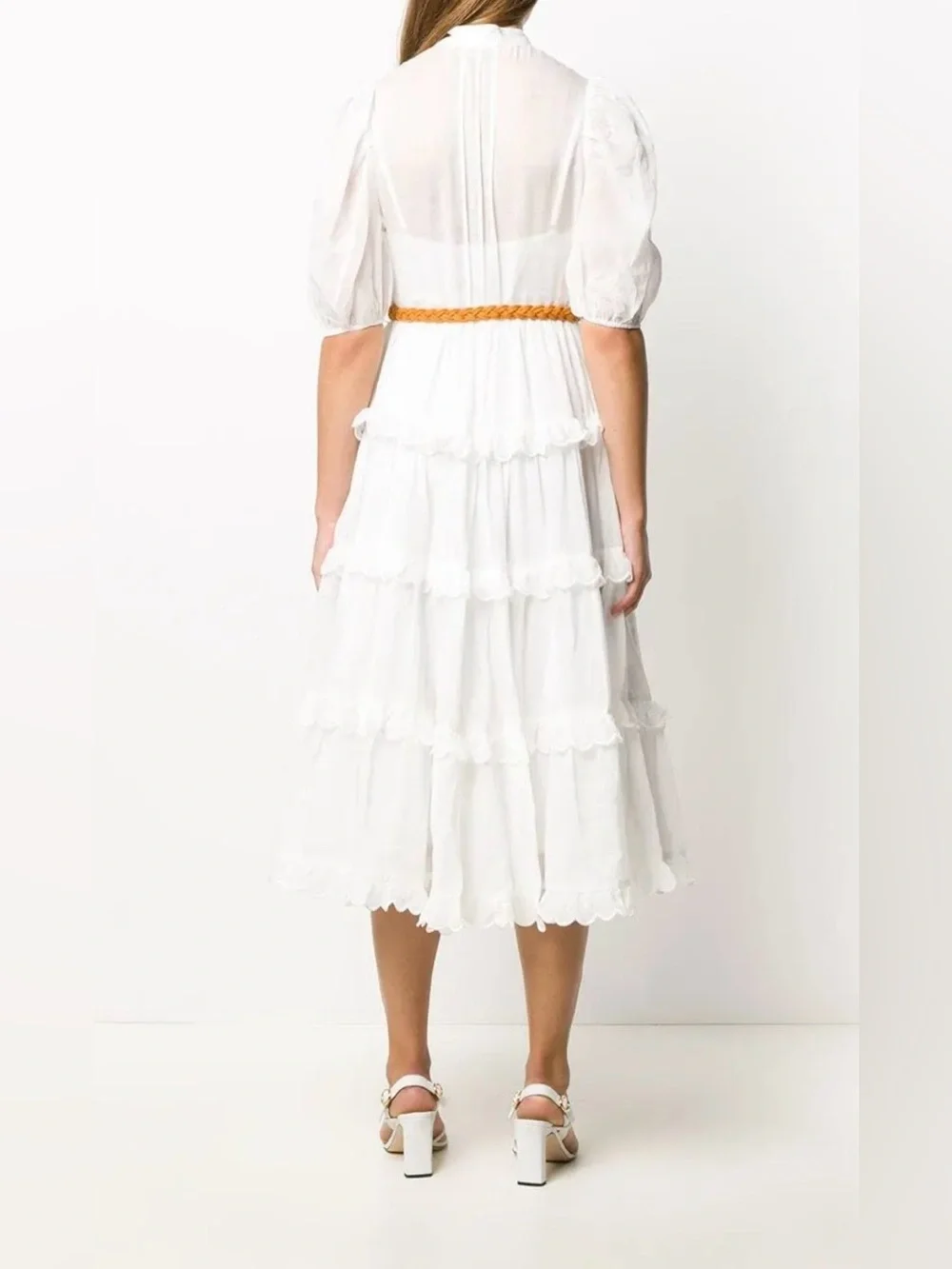 Amelie Scallop Frill Ramie Dress - Picture 4 of 8